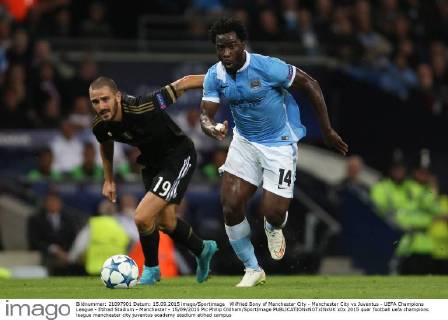 Wilfried Bony of Manchester City - Manchester City vs Juventus - UEFA Champions League - Etihad Stadium - Manchester - 15 09 2015 Pic Philip Oldham SportImage EDITORIAL USE ONLY. No use with unauthorised audio, video, data, fixture lists, club league logos or live services. Online in-match use limited to 120 images, no video emulation. No use in betting, games or single club league player publications.