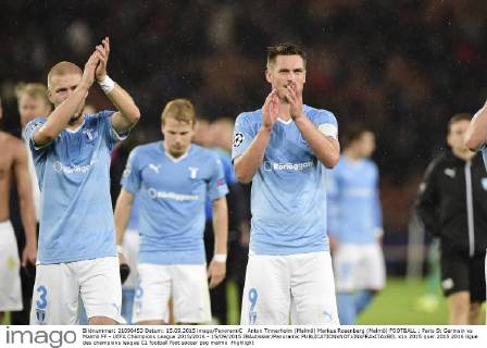 Anton Tinnerholm (Malmö) Markus Rosenberg (Malmö) FOOTBALL : Paris St Germain vs Malmö FF - UEFA Champions League 2015 2016 - 15 09 2015 JBAutissier Panoramic 