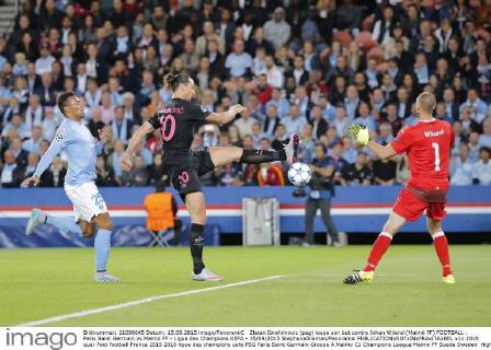 Zlatan Ibrahimovic (psg) loupe son but contre Johan Wiland (Malmö FF) FOOTBALL : Paris Saint Germain vs Malmö FF - Ligue des Champions UEFA - 15 09 2015 StephaneAllaman Panoramic 