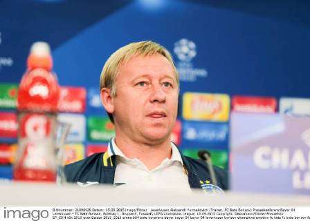 Leverkusen Aleksandr Yermakovich (Trainer, FC Bate Borisov) Pressekonferenz Bayer 04 Leverkusen - FC Bate Borisov, Spieltag 1, Gruppe E, Fussball, UEFA Champions League, 15.09.2015 Copyright: Deutzmann Eibner-Pressefoto EP_CDN