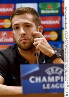 Sept. 16, 2015 - Rome, Itay - FC Barcelona Barca s defender Jordi Alba attends press conference PK Pressekonferenz before the match between AS Roma and FC Barcelona at Stadio Olimpico Rome on September 15, 2015. FC Barcelona press conference  - ZUMAn230