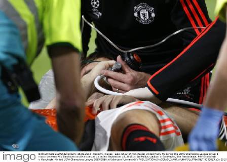 Luke Shaw of Manchester United ManU FC during the UEFA Champions League group B match between PSV Eindhoven and Manchester United on September 15, 2015 at the Philips stadium in Eindhoven, The Netherlands. PSV Eindhoven v Manchester United UEFA Champions League 2015 2016 xVIxJeroenxPutmansxIVx 4333013