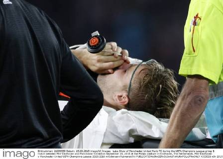 Luke Shaw of Manchester United ManU FC during the UEFA Champions League group B match between PSV Eindhoven and Manchester United on September 15, 2015 at the Philips stadium in Eindhoven, The Netherlands. PSV Eindhoven v Manchester United UEFA Champions League 2015 2016 xVIxJeroenxPutmansxIVx 4333020