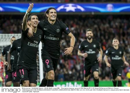 Champions League, group A PSG-Malmö FF (2-0) Angel Di Maria and Edinson Cavani celebrating 2015-09-15  xORRExPONTUSx AB87417462
