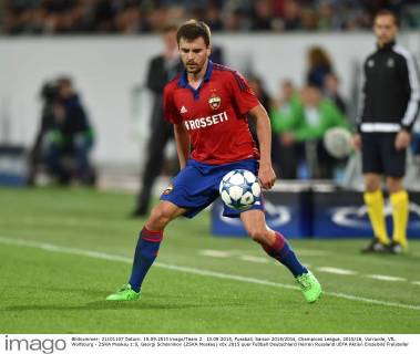 15.09.2015, Fussball, Saison 2015 2016, Champions League, 2015 16, Vorrunde, VfL Wolfsburg - ZSKA Moskau 1:0, Georgi Schennikov (ZSKA Moskau)