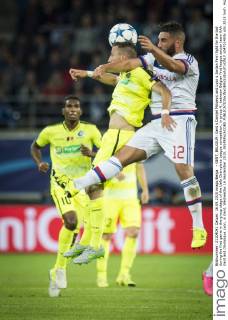 - GENT, BELGIUM: Gent s Danijel Milicevic and Lyon s Jordan Ferri fight for the ball during the first game in the group stage of the Uefa Champions League competition, in group H, between Belgian first league soccer team KAA Gent and Olympique Lyon, in Gent, Wednesday 16 September 2015. JASPERxJACOBS  x04701493x