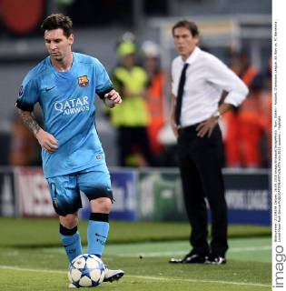 Rom, Italien - Fussball, Champions League, AS Rom vs. FC Barcelona: Lionel Messi-Rudi Garcia 