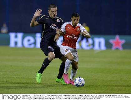 Champions League - Dinamo - Arsenal 16.09.2015.,Croatia, stadium Maksimir, Zagreb - UEFA Champions League, Group F, 1 st. round GNK Dinamo - Arsenal FC.Arijan Ademi  MarkoxLukunic PIXSELL