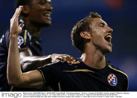 Champions League - Dinamo - Arsenal 16.09.2015.,Croatia, stadium Maksimir, Zagreb - UEFA Champions League, Group F, 1 st. roudn GNK Dinamo - Arsenal FC.Josip Pivaric.  SlavkoxMidzor PIXSELL