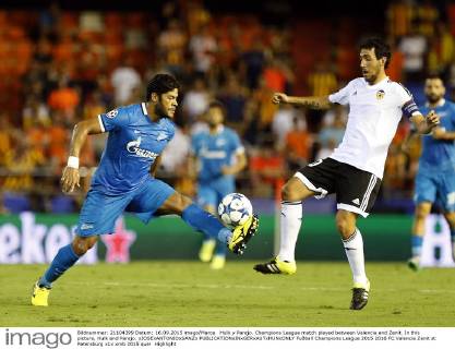 Hulk y Parejo. Champions League match played between Valencia and Zenit. In this picture, Hulk and Parejo. xJOSExANTONIOxSANZx 