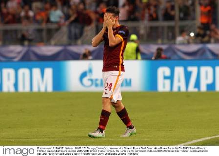 Alessandro Florenzi Roma Goal Celebration Roma Roma 16-09-2015 Stadio Olimpico Football Calcio Champions League 2015 2016 Group Stage - Group, AS Roma vs. FC Barcelona lucaxpagliaricci