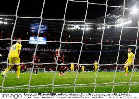 Leverkusen Admir Mehmedi (Bayer 04 Leverkusen 14- nicht im Bild) mit dem Fuehrungs Tor zum 1:0 Bayer 04 Leverkusen vs BATE Baryssau, Fussball, Champions-League, 16.09.2015, Copyright: Schueler Eibner-Pressefoto EP_JSE