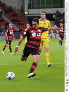 Javier HERNANDEZ, CHICCHARITO, Lev 7 Torschuss, schiesst das Tor zum 3-1 BAYER 04 LEVERKUSEN - FC BATE BORISOV , Fussball UEFA Champions League, Gruppenphase, Leverkusen, 16.09.2015 CL Saison 2015 2016,