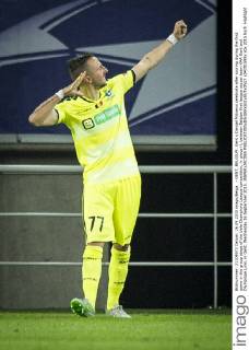 - GENT, BELGIUM: Gent s Danijel Milicevic celebrate after scoring during the first game in the group stage of the Uefa Champions League competition, in group H, between Belgian first league soccer team KAA Gent and Olympique Lyon, in Gent, Wednesday 16 September 2015. JASPERxJACOBS  x04701599x