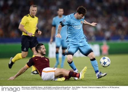 Rom, Italien - Fussball, Champions League, AS Rom vs. FC Barcelona: Lionel Messi-Kostas Manolas 