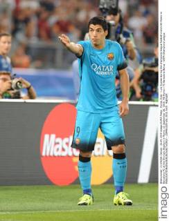 Rome, Italy - Luis Suarez during the champions league football match AS Roma vs Barcelona FC at the Olympic Stadium in Rome, on september 16, 2015. AS Roma v FC Barcelona Barca - UEFA Champions League  - ZUMAn230