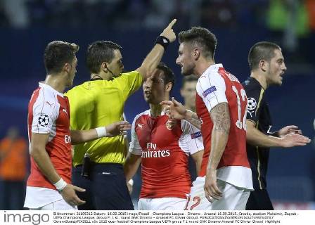 Champions League - Dinamo - Arsenal 16.09.2015.,Croatia, stadium Maksimir, Zagreb - UEFA Champions League, Group F, 1 st. round GNK Dinamo - Arsenal FC.Olivier Giroud.  GoranxStanzl PIXSELL