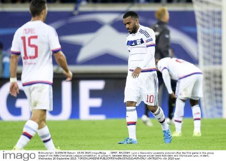 - GENT, BELGIUM: Lyon s Alexandre Lacazette pictured after the first game in the group stage of the Uefa Champions League competition, in group H, between Belgian first league soccer team KAA Gent and Olympique Lyon, in Gent, Wednesday 16 September 2015. YORICKxJANSENS x04701674x
