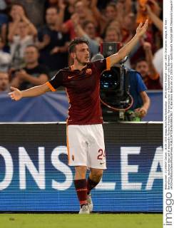 IPP20150916 Football - soccer: UEFA Champions League, AS Rom - Barcellona, esultanza dopo gol di alessandro Florenzi (Hinweis: Verwendung nur in Deutschland - only Germany) xHOCHxZWEIx xItalyxPhotoxPressx 