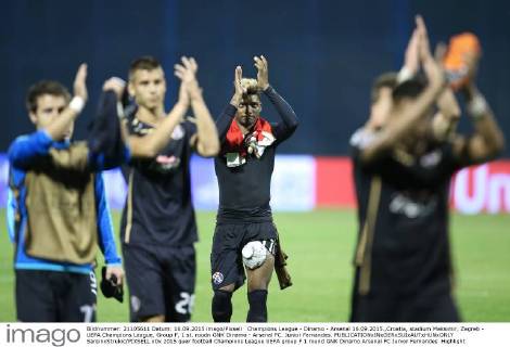 Champions League - Dinamo - Arsenal 16.09.2015.,Croatia, stadium Maksimir, Zagreb - UEFA Champions League, Group F, 1 st. roudn GNK Dinamo - Arsenal FC. Junior Fernandes.  SanjinxStrukic PIXSELL