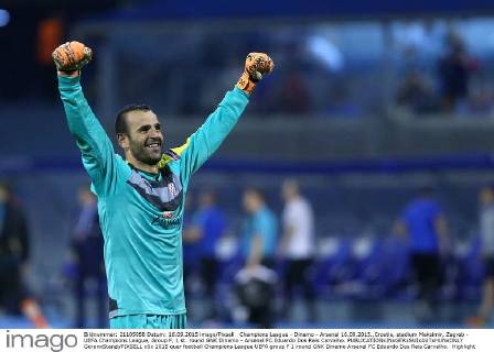 Champions League - Dinamo - Arsenal 16.09.2015.,Croatia, stadium Maksimir, Zagreb - UEFA Champions League, Group F, 1 st. round GNK Dinamo - Arsenal FC.Eduardo Dos Reis Carvalho.  GoranxStanzl PIXSELL