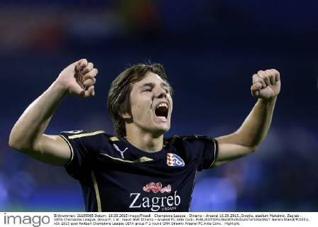 Champions League - Dinamo - Arsenal 16.09.2015.,Croatia, stadium Maksimir, Zagreb - UEFA Champions League, Group F, 1 st. round GNK Dinamo - Arsenal FC.Ante Coric.  GoranxStanzl PIXSELL