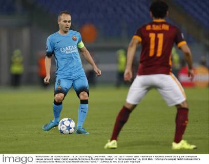 Sept. 16, 2015 - Rome, Italy - Barcelona s Andreas Iniesta during the Champions League Group E soccer match against AS Roma at the Olympic Stadium in Rome September 16, 2015 Italy : Champions League match between Roma versus Barcelona - ZUMAp133