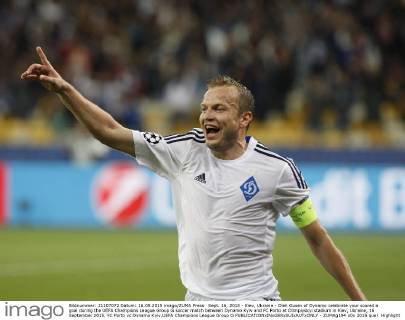 Sept. 16, 2015 - Kiev, Ukraine - Oleh Gusev of Dynamo celebrate your scored a goal during the UEFA Champions League Group G soccer match between Dynamo Kyiv and FC Porto at Olimpiyskyi stadium in Kiev, Ukraine, 16 September 2015. FC Porto vc Dynamo Kyiv,UEFA Champions League Group G - ZUMAg194