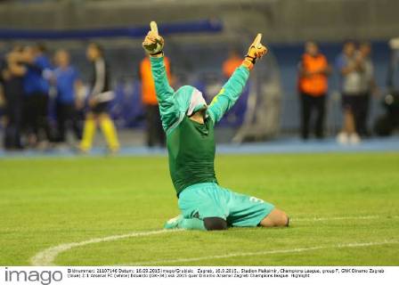Zagreb, 16.9.2015., Stadion Maksimir, Champions League, group F, GNK Dinamo Zagreb (blue) 2:1 Arsenal FC (white) Eduardo (GK-34)