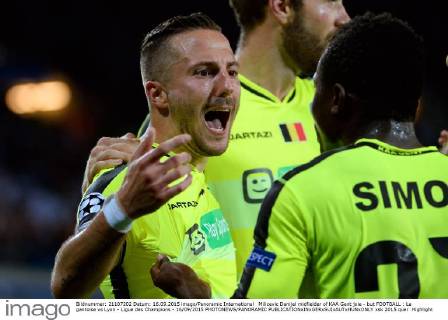 Milicevic Danijel midfielder of KAA Gent joie - but FOOTBALL : La gantoise vs Lyon - Ligue des Champions - 16 09 2015 PHOTONEWS PANORAMIC 