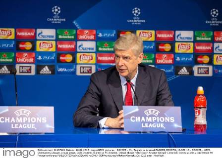 SOCCER - CL, Zagreb vs Arsenal ZAGREB,CROATIA,16.SEP.15 - SOCCER - UEFA Champions League, group stage, GNK Dinamo Zagreb vs FC Arsenal. Image shows head coach Arsene Wenger (Arsenal) during a press conference PK Pressekonferenz GEPAxpictures xMaticxKlansek