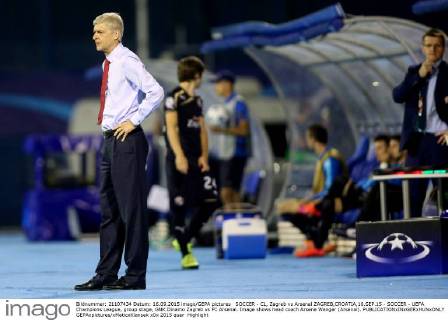 SOCCER - CL, Zagreb vs Arsenal ZAGREB,CROATIA,16.SEP.15 - SOCCER - UEFA Champions League, group stage, GNK Dinamo Zagreb vs FC Arsenal. Image shows head coach Arsene Wenger (Arsenal). GEPAxpictures xMaticxKlansek