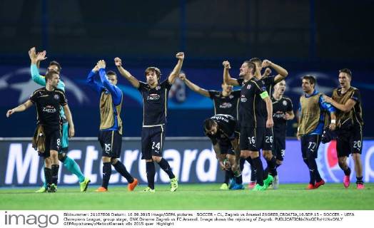 SOCCER - CL, Zagreb vs Arsenal ZAGREB,CROATIA,16.SEP.15 - SOCCER - UEFA Champions League, group stage, GNK Dinamo Zagreb vs FC Arsenal. Image shows the rejoicing of Zagreb. GEPAxpictures xMaticxKlansek