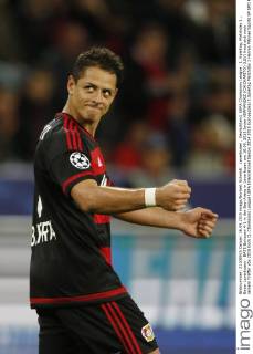 Leverkusen , Deutschland, UEFA Champions League , 1. Spieltag, Matchday 1 , Bayer Leverkusen - BATE Borissow 4-1 in der Bay-Arena in Leverkusen am 16.09. 2015 Javier HERNANDEZ (CHICHARITO) (LEV) freut sich nach seinem Treffer