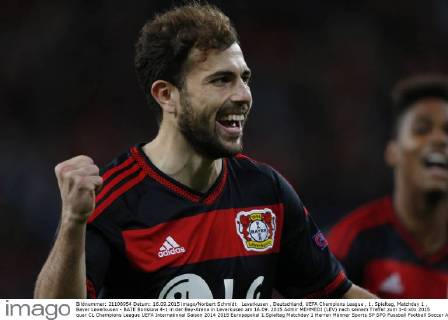 Leverkusen , Deutschland, UEFA Champions League , 1. Spieltag, Matchday 1 , Bayer Leverkusen - BATE Borissow 4-1 in der Bay-Arena in Leverkusen am 16.09. 2015 Admir MEHMEDI (LEV) nach seinem Treffer zum 1-0