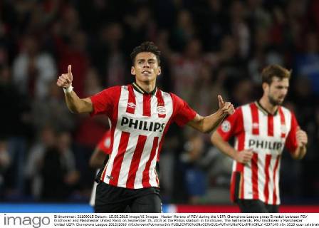 Hector Moreno of PSV during the UEFA Champions League group B match between PSV Eindhoven and Manchester United ManU on September 15, 2015 at the Philips stadium in Eindhoven, The Netherlands. PSV Eindhoven v Manchester United UEFA Champions League 2015 2016 xVIxJeroenxPutmansxIVx 4337149