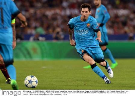 Lionel Messi Barcelona. Roma 16-09-2015 Stadio Olimpico Football Calcio Champions League 2015 2016 Group Stage - Group, AS Roma vs. FC Barcelona Barca AntoxBaldassarre
