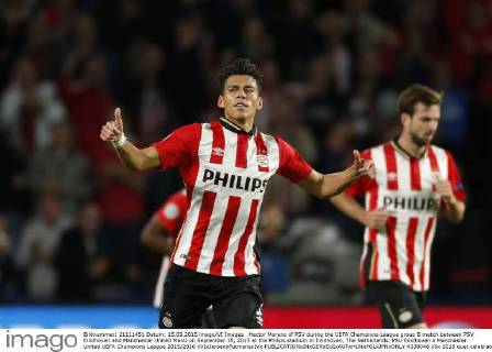 Hector Moreno of PSV during the UEFA Champions League group B match between PSV Eindhoven and Manchester United ManU on September 15, 2015 at the Philips stadium in Eindhoven, The Netherlands. PSV Eindhoven v Manchester United UEFA Champions League 2015 2016 xVIxJeroenxPutmansxIVx 4338048