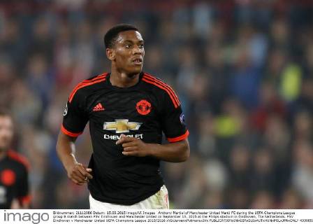 Anthony Martial of Manchester United ManU FC during the UEFA Champions League group B match between PSV Eindhoven and Manchester United on September 15, 2015 at the Philips stadium in Eindhoven, The Netherlands. PSV Eindhoven v Manchester United UEFA Champions League 2015 2016 xVIxJeroenxPutmansxIVx 4338851