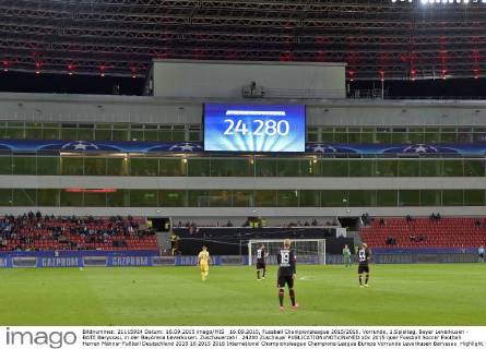 16.09.2015, Fussball Championsleague 2015 2016, Vorrunde, 1.Spieltag, Bayer Leverkusen - BATE Baryssau, in der BayArena Leverkusen. Zuschauerzahl . 24280 Zuschauer 