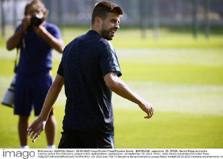 BARCELONA -september 28- SPAIN: Gerard Pique during the training before the Champions League match against Bayer Levberkusen, on september 28, 2015. Photo: Joian Valls Urbanandsport Cordon Press 