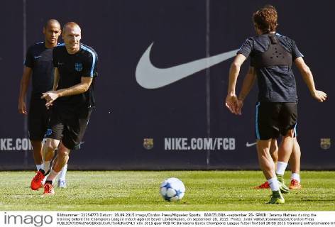 BARCELONA -september 28- SPAIN: Jeremy Mathieu during the training before the Champions League match against Bayer Levberkusen, on september 28, 2015. Photo: Joian Valls Urbanandsport Cordon Press 