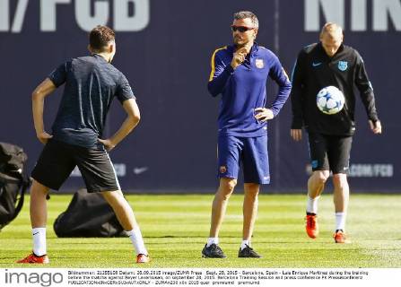 Sept. 28, 2015 - Barcelona, Spain - Luis Enrique Martinez during the training before the matcha against Bayer Leverkusen, on september 28, 2015. Barcelona Training Session and press conference PK Pressekonferenz  - ZUMAn230