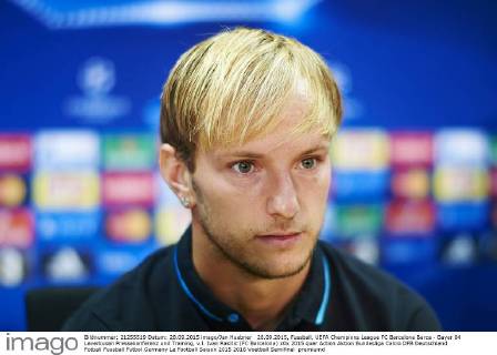 28.09.2015, Fussball, UEFA Champions League FC Barcelona Barca - Bayer 04 Leverkusen Pressekonferenz und Training, v.l. Ivan Rakitic (FC Barcelona)