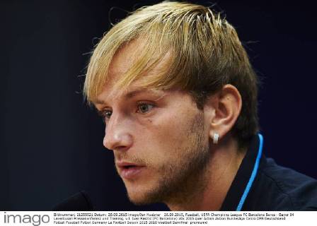 28.09.2015, Fussball, UEFA Champions League FC Barcelona Barca - Bayer 04 Leverkusen Pressekonferenz und Training, v.l. Ivan Rakitic (FC Barcelona)