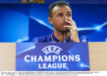 28.09.2015, Fussball, UEFA Champions League FC Barcelona Barca - Bayer 04 Leverkusen Pressekonferenz und Training, v.l. Luis Enrique coach (FC Barcelona)