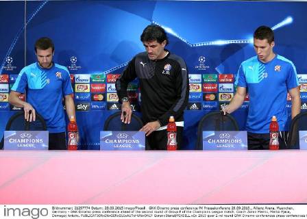 GNK Dinamo press conference PK Pressekonferenz 28.09.2015., Allianz Arena, Muenchen, Germany - GNK Dinamo press conference ahead of the second round of Group F of the Champions League match. Coach Zoran Mamic, Marko Pjaca, Domagoj Antolic.  GoranxStanzl PIXSELL