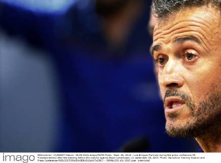 Sept. 28, 2015 - Luis Enrique Martinez during the press conference PK Pressekonferenz after the training before the matcha against Bayer Leverkusen, on september 28, 2015. Photo: Barcelona Training Session and Press Conference  - ZUMAn230