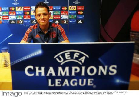 Chicharito Javier Hernandez (Bayer Leverkusen) attend press conference befor the Champions League match. xFRANCESCxADELANTADOx 