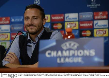Milicevic Danijel midfielder of KAA Gent FOOTBALL : Conference de Presse - KAA Gent - Ligue des Champions - 28 09 2015 PhotoNews Panoramic 